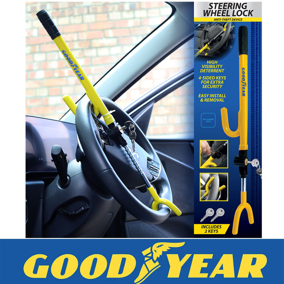Goodyear Steering Wheel Lock Antitheft Security Car Van Vehicle Safety Universal