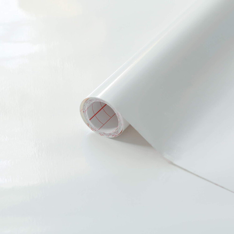 1m x 45cm Plain White Gloss Self-Adhesive Vinyl Decor DIY Arts Craft Furniture