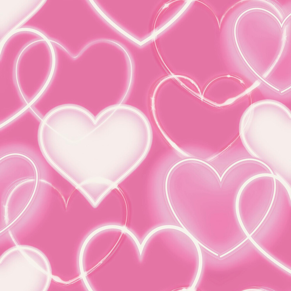 Arthouse Neon Heart Wall Wallpaper Stylish Children's Bedroom Feature Wall Pink