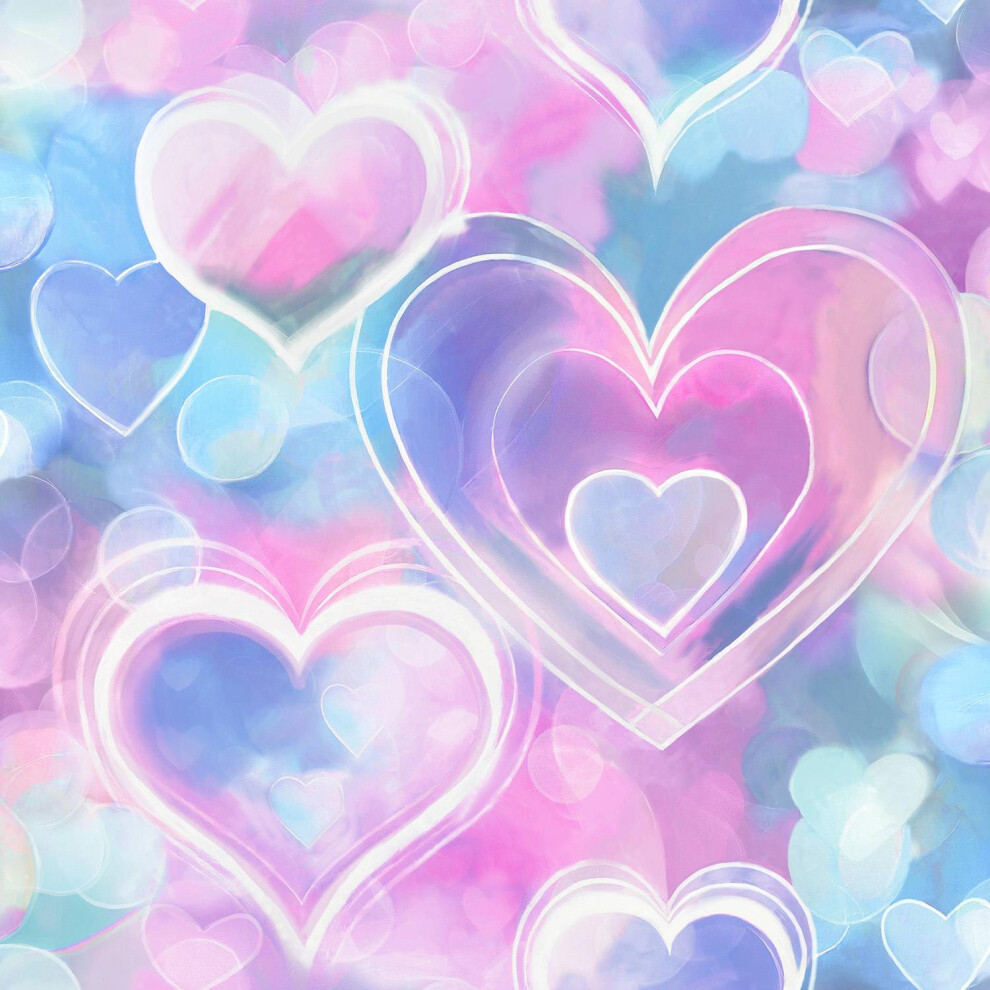 Holden Decor Neon Hearts Pink Blue Wallpaper Children's Room Trendy Feature Wall