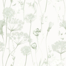 Catherine Lansfield Meadowsweet Floral Sage Green Wallpaper Flowers Feature Wall
