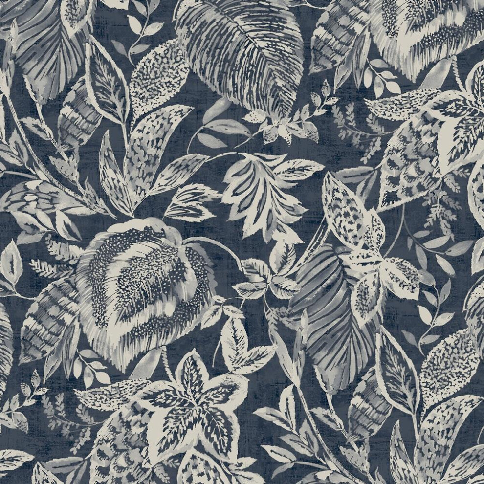 Yã¶L Blue Grandeco Mae Tropical Leaf Wallpaper Modern Contemporary Paste The Wall