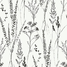 Grandeco Attitude Floral Grass Wallpaper White Black Textured Paste The Wall