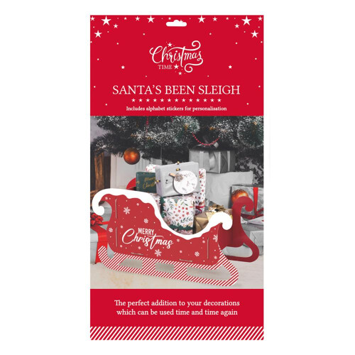 Red Reusable Santa Sleigh with Alphabet Stickers for Personalization - Festive Gift Holder and Holiday Decor - Perfect for Customizing Christmas