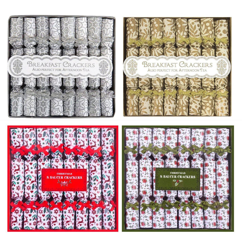 Yöl 32 Saucer Mini Christmas Crackers Afternoon Tea Breakfast Xmas