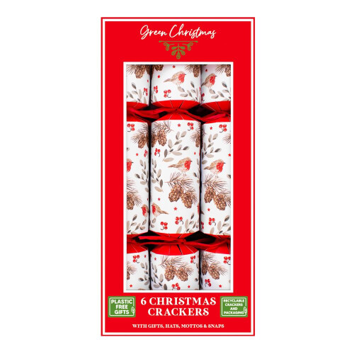 6 White Red Robin Eco Friendly Plastic Free White Green Christmas