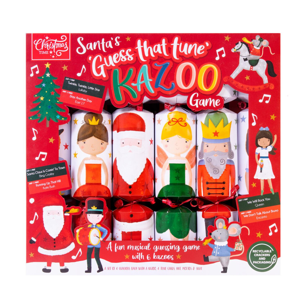 Santa Kazoo Christmas Crackers Pack Of 6 Musical Family Festive Guessing Game