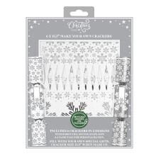 6 Make Your Own Christmas Crackers Silver And White Personalised Xmas