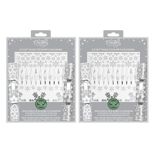 12 Make Your Own Christmas Cracker Silver And White Personalised Xmas