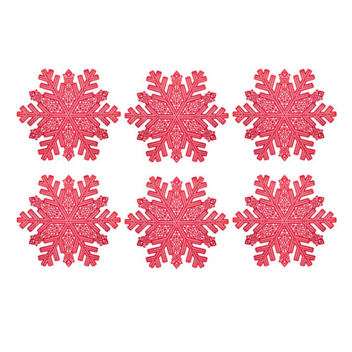 Set Of 6 Snowflake Placemats PVC Christmas Table Protector Round Wedding, Dinner Parties Table Decor