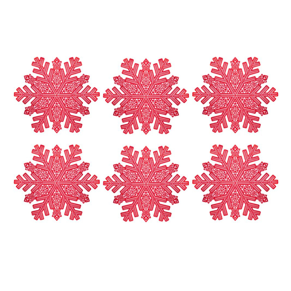 Yöl Set Of 6 Snowflake Placemats Pvc Christmas Table Protector Round Wedding, Dinner Parties Table Decor