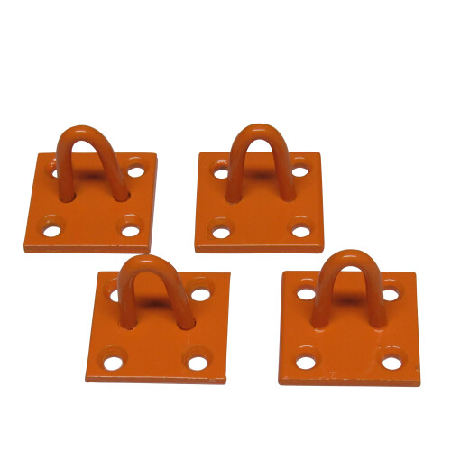 (Orange, Pack of 4) Horse Tie Staple on Plates (Rope Chain Tether)