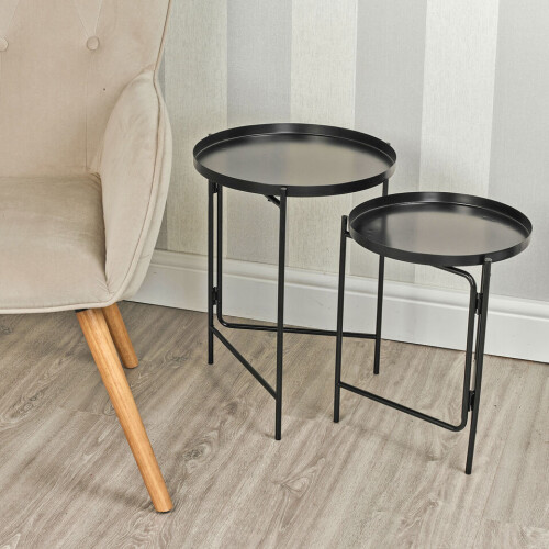 URBN Living 2Pc Set Round Stackable Nesting Table Coffee Table 1