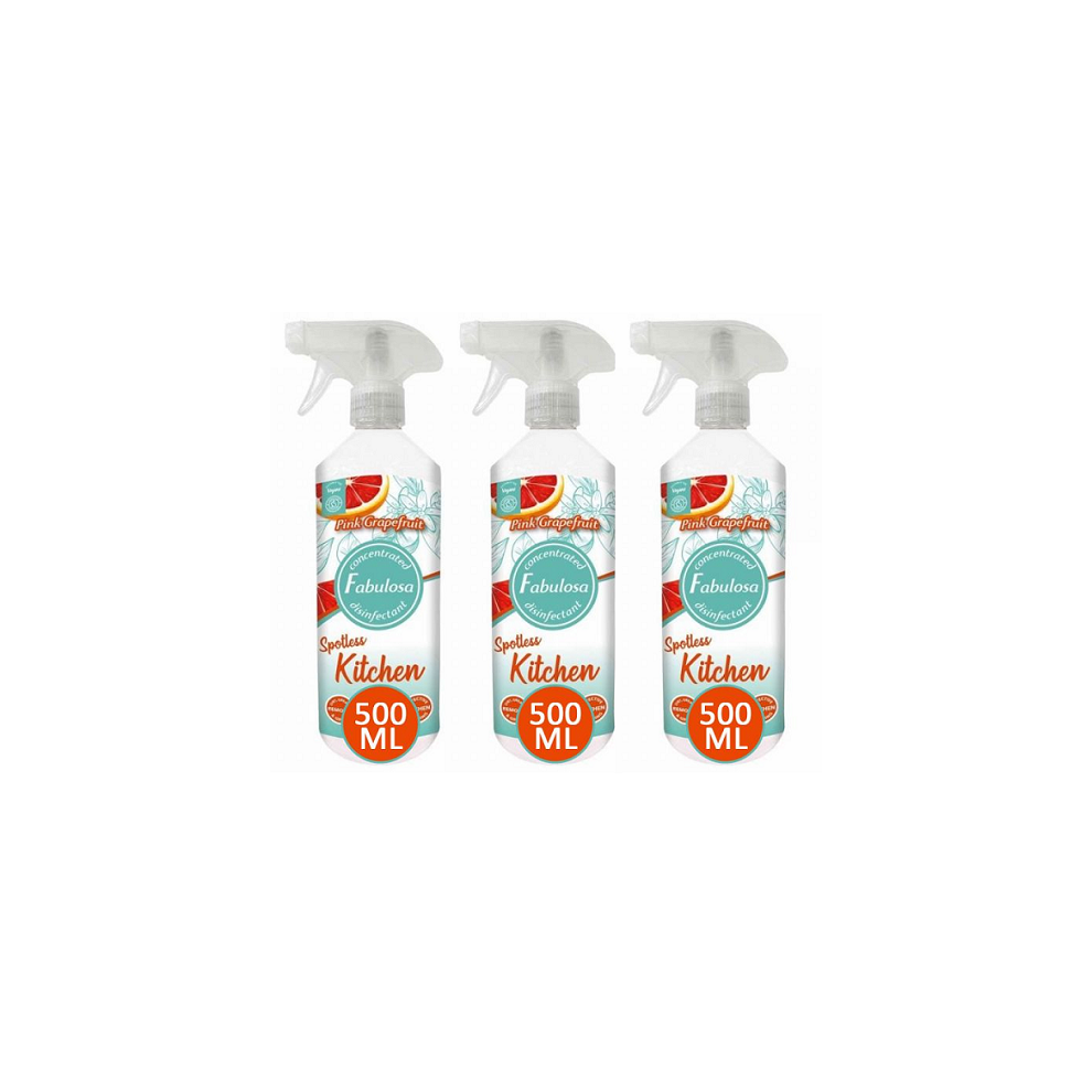 Fabulosa Spotless Kitchen Pink Grapefruit Disinfectant Trigger Spray 3x 500ml