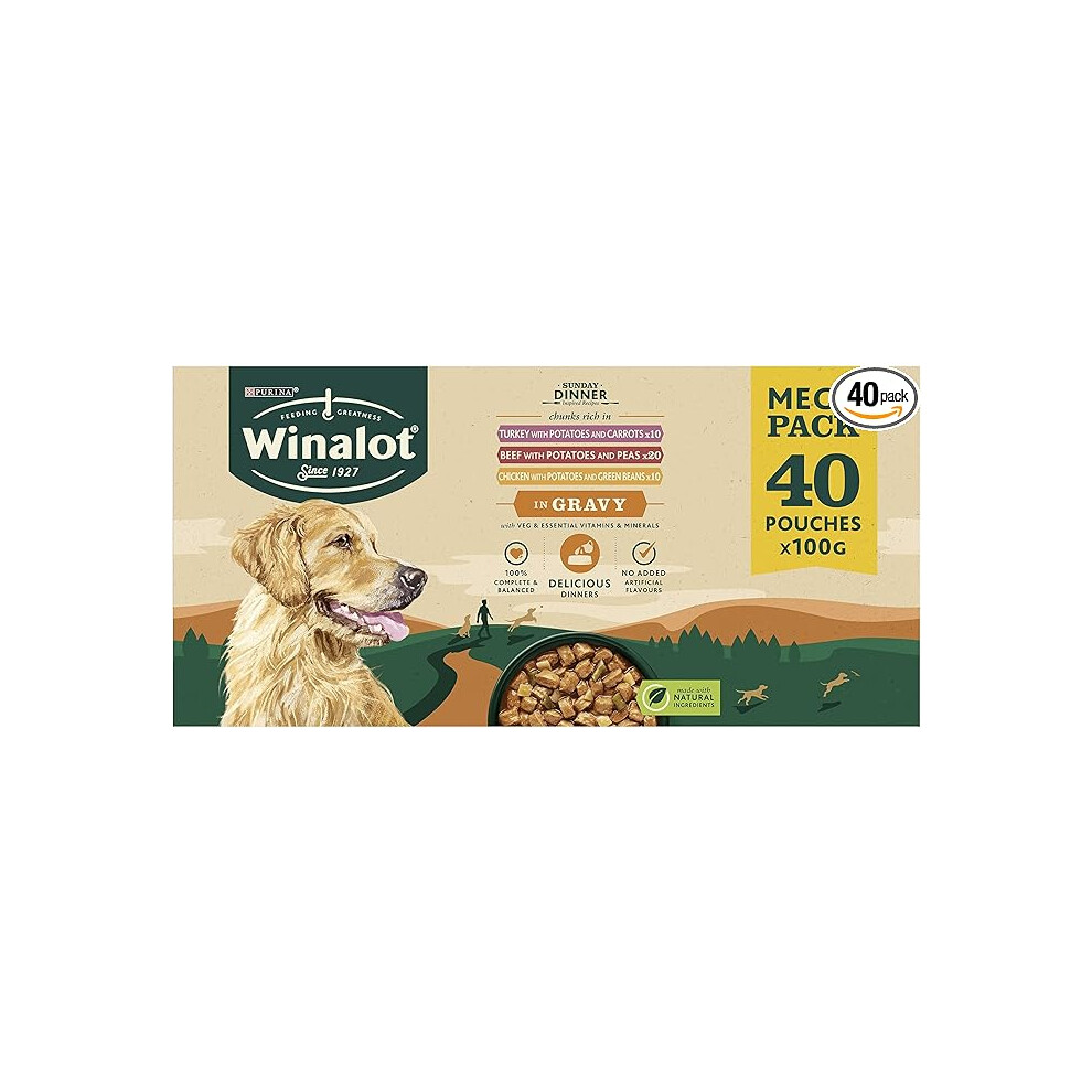 WINALOT Sunday Dinner Mixed in Gravy Wet Dog Food 40x100g