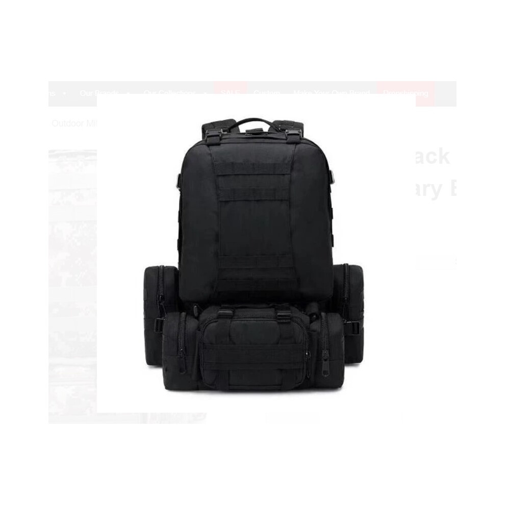 (Black) 50L Tactical Military Backpack Outdoor Camping Bag