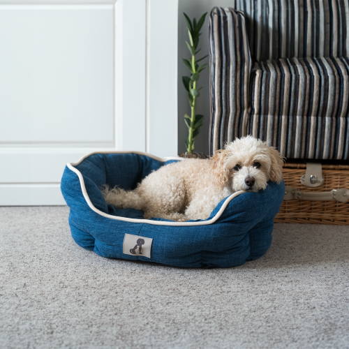 AllPetSolutions Alfie Navy Soft Dog Bed Medium 57x52x22cm