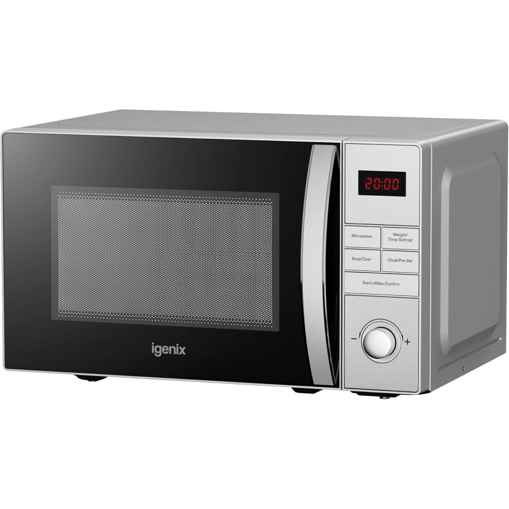 Igenix IGM0821SS Digital Microwave, Stainless Steel 5 Power Levels And Defrost Function, 95 Minute Timer, 800 W, 20 Litre, Stainless Steel