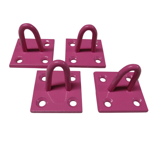 (Pink, Pack of 4) Horse Tie Staple on Plates (Rope Chain Tether)
