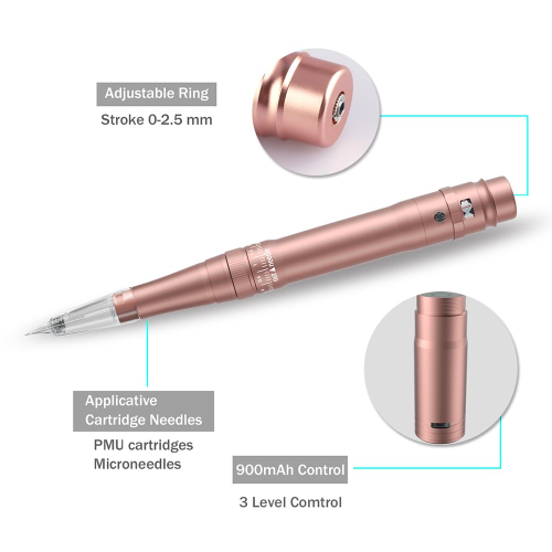 Wireless Makeup Machine Wireless Eyebrow Tattoo Machine - Micro Needle Device with Portable Power Supply(PINK) 1