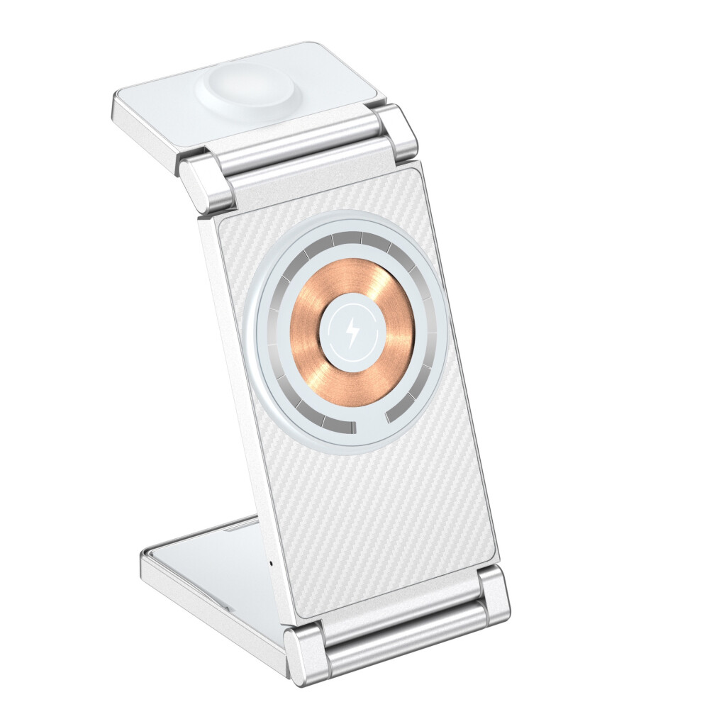 Chronus Magnetic Charging Station, 3 In 1 Foldable Zinc Alloy Wireless Charger Stand[Compatible With Magsafe Charger] For Iphone 15/14/13/12 6976919926752