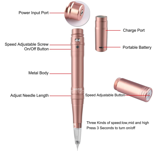 Wireless Makeup Machine Wireless Eyebrow Tattoo Machine - Micro Needle Device with Portable Power Supply(BLACK) 2