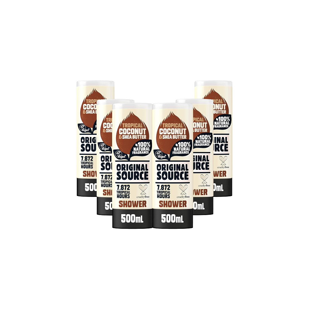 Original Source Shower Gel Coconut & Shea Butter Fragrance  (6 x 500ml Bottles)