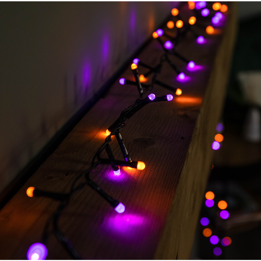 12.9m Glow Worm String Lights with 520 Purple and Orange LEDs