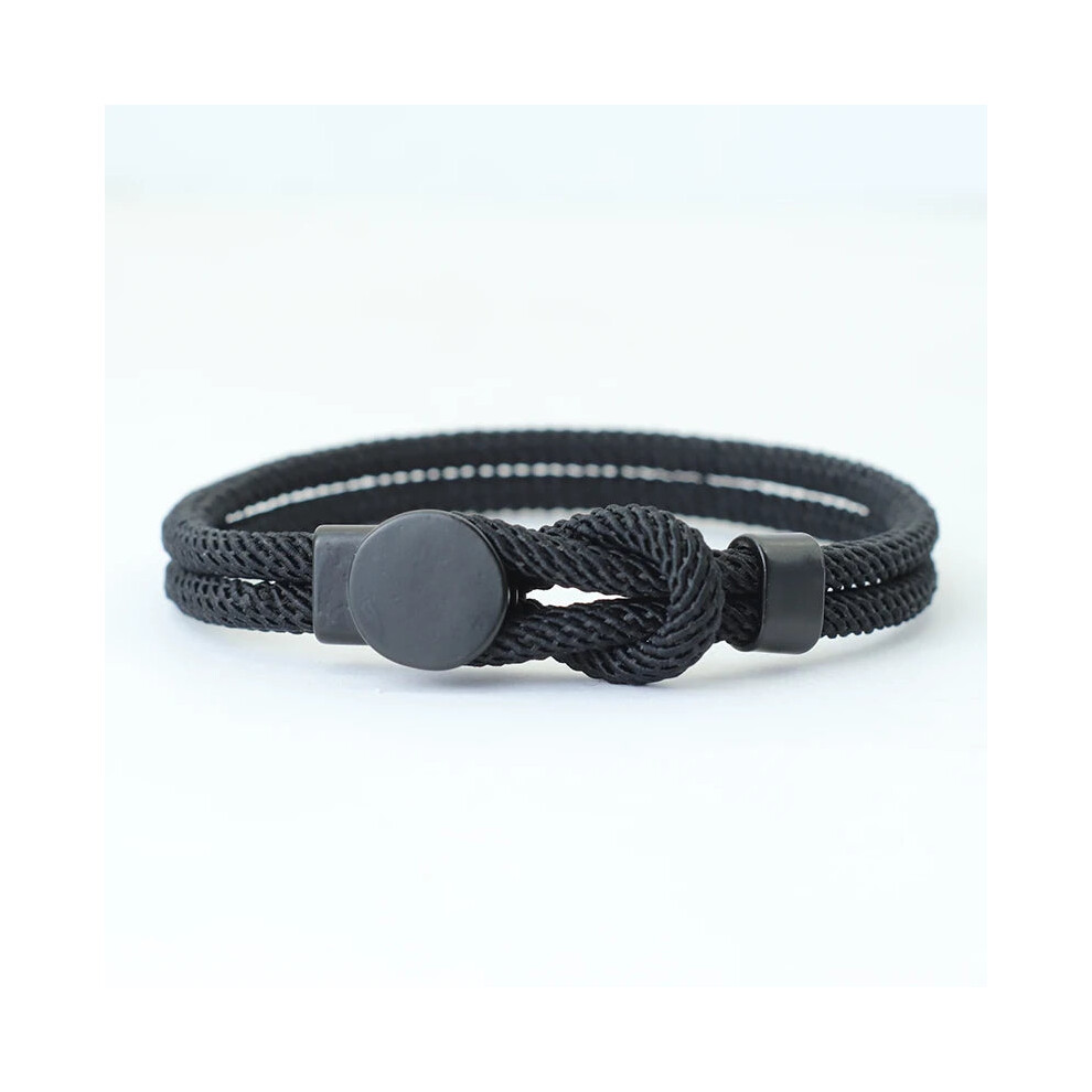 (19.5cm(7.5inch), Black) Novel Mens Rope Bracelet Double Layer Nylon Cord Chain Bracelets-image-OPC-PFBNZHS-NEW