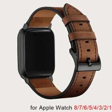 (Yellow Brown, 42mm 44mm 45mm 49mm) Leather Strap for Apple Watch IWatch Series