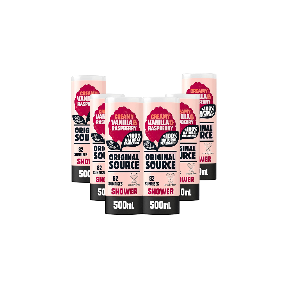 Original Source Shower Gel Creamy Vanilla & Raspberry 6x500ml Bottles