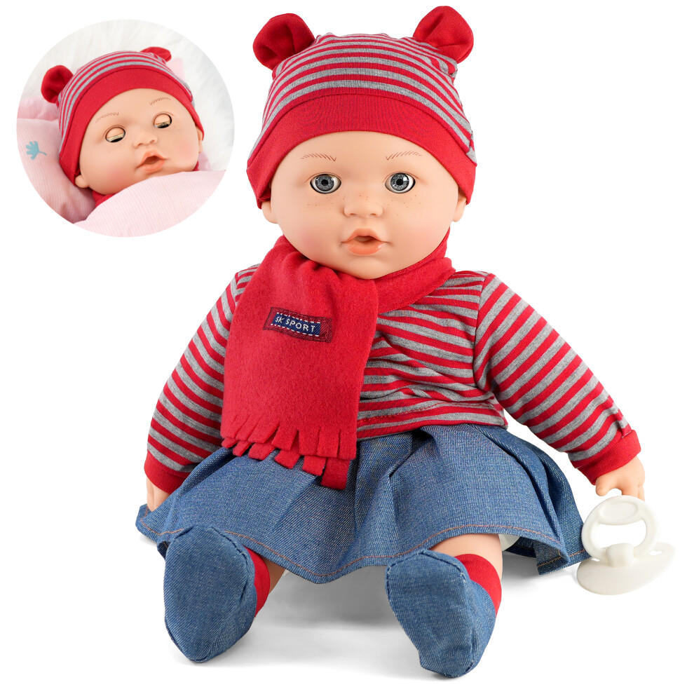 Bibi Doll (Girl Doll) 16" Lifelike Baby Doll With Freckles Sounds Sleeping Soft Body Kids Toy