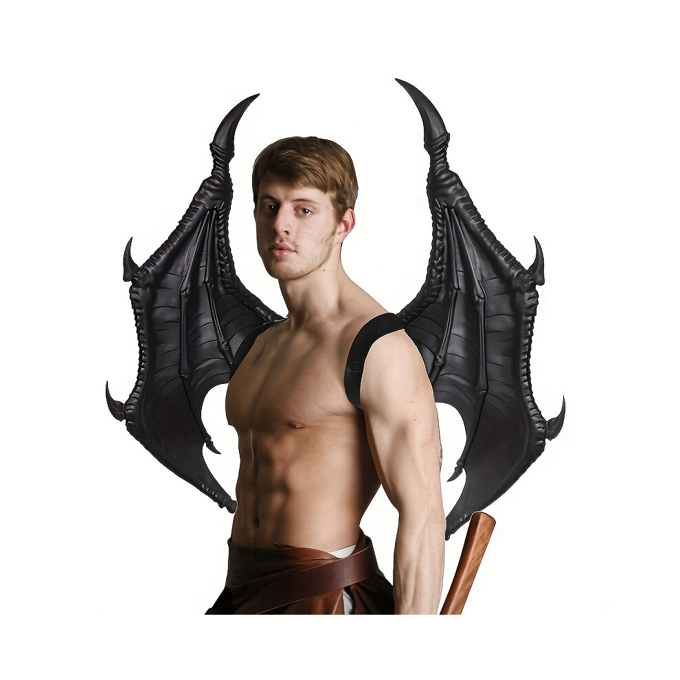 (Black) Oversized PU Foam Dragon Wings - Realistic, Cool, and Handsome Cosplay Accessory