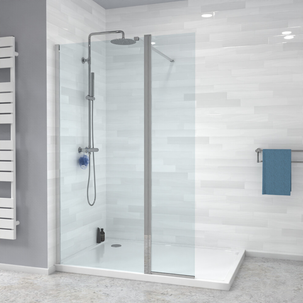 Nes Home Wet Room 700mm Shower 8mm Tempered Glass Screen and Flipper Panel