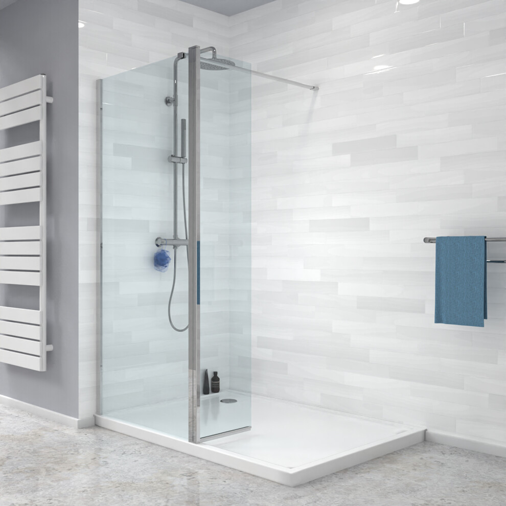 Nes Home Wet Room 700mm Shower 8mm Tempered Glass Screen With 300mm Return Panel