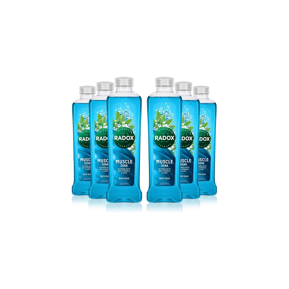 Radox Muscle Soak Blended With Sea Minerals & Sage Bath Soak 6 x 500ml