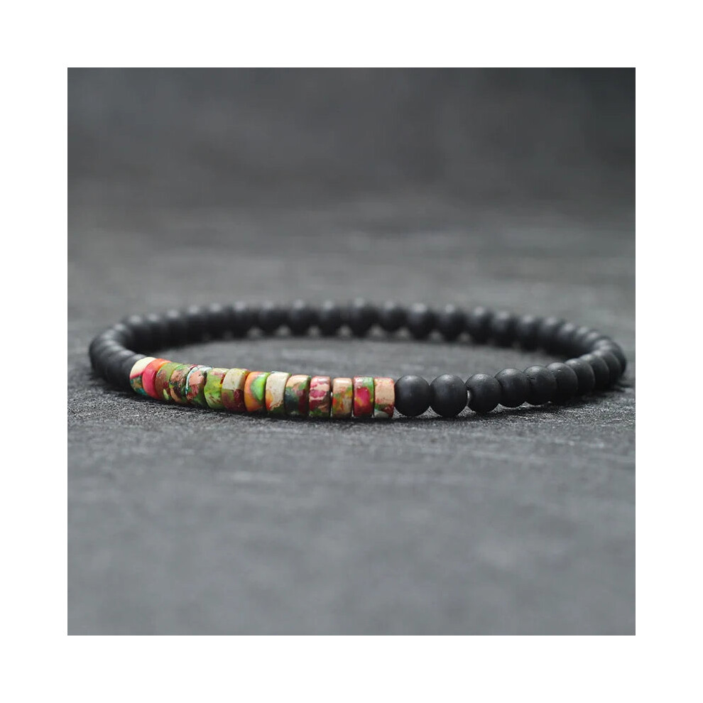 (Mix Emperor Stone) Minimalist 4mm Bead Bracelet Unisex Emperor Onyx Small Stone Bracelets