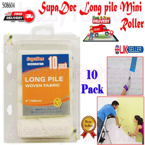 Decorating Paint Mini High Foam Roller Refills 4"/100mm 10 Pack