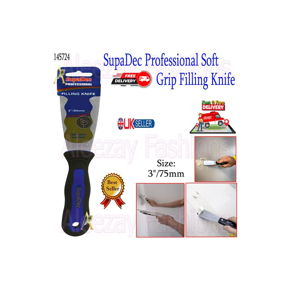 Professional Soft Grip Filling Knife Heavy Duty Crack Filler 3"/75mm