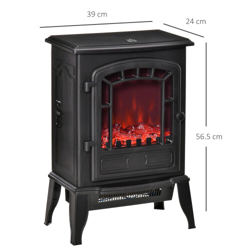 Homcom HOMCOM Freestanding Electric Fireplace Heater W/ Realistic Flame Effect Black 1