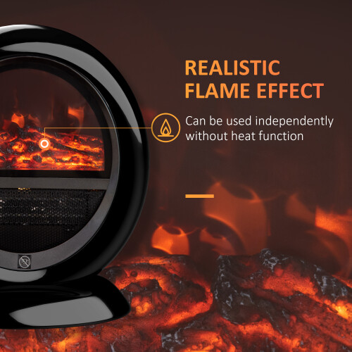 Homcom HOMCOM Table Top Electric Fireplace Heater W/ LED Flame Rotatable Head Black 2