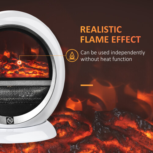 Homcom HOMCOM Table Top Electric Fireplace Heater W/ LED Flame Rotatable Head White 2