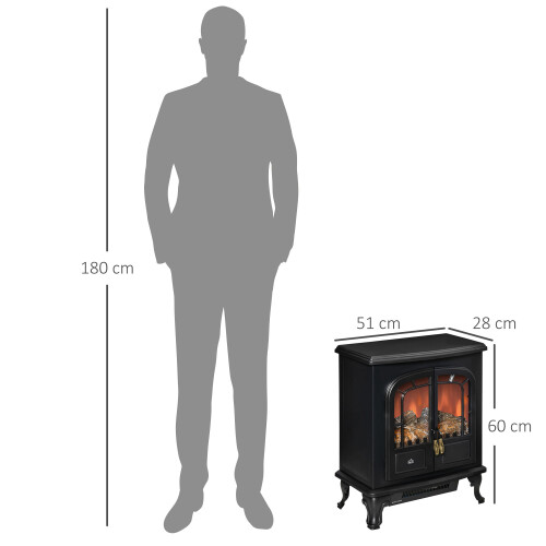 Homcom HOMCOM Free standing Electric Fireplace Stove W/ LED Fire Flame Effect Black 1