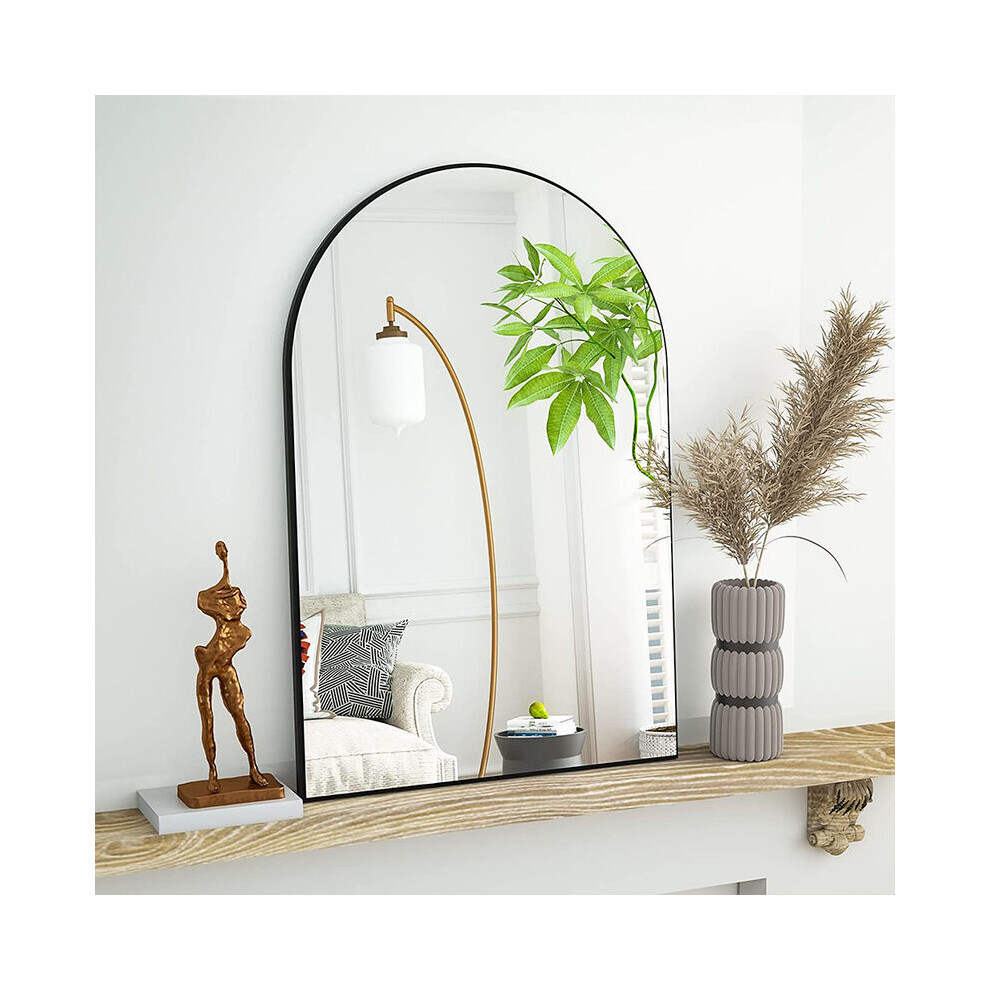 (40*60cm) Black Aluminum Alloy Frame Arched Bathroom Wall Mirror
