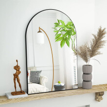 (50*70cm) Black Aluminum Alloy Frame Arched Bathroom Wall Mirror