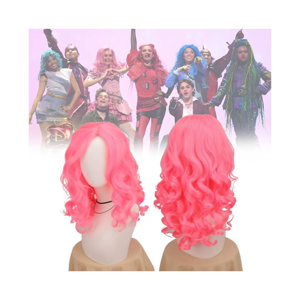 The Descendants Rise Of Red Pink Wig Cosplay Halloween Party Decoration