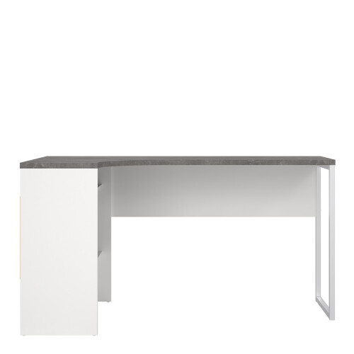 Function Plus Corner Desk 2 Drawers in White and Grey 1