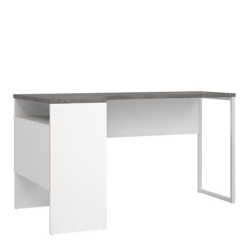 Function Plus Corner Desk 2 Drawers in White and Grey 2