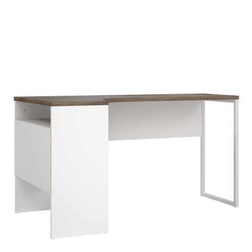 Function Plus Corner Desk 2 Drawers in White and Truffle Oak 2