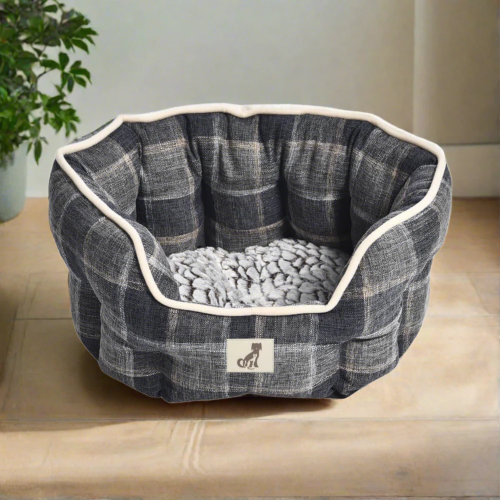 AllPetSolutions Alfie Check Soft Dog Bed  - Size Medium 57x52x22cm 2